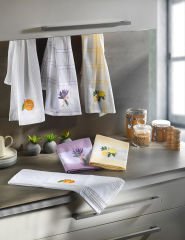 Luvilavant Lavanta Demeti Nakışlı  Pamuklu Mor Beyaz Renklı  Mutfak Bezi 2 Adet