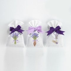 Luvilavant Hediyelik Lavanta Kesesi Mor Lila Renkli Lavanta Deseni Nakışlı %100 Doğal 3 Adet