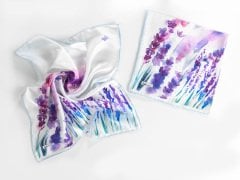 Lavanta Desenli Mor Lila Renkli Kadın Fular