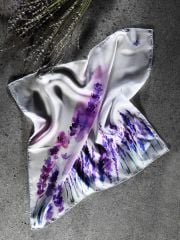 Lavanta Desenli Mor Lila Renkli Kadın Fular