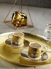 Luvilavant Kahve Fincanı 2’li Kahverengi Antik Desenli