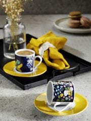 Luvilavant Kahve Fincanı 2’li Lacivert Renkli Dioscorides Şifalı Bitkiler Desenli