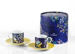Luvilavant Kahve Fincanı 2’li Lacivert Renkli Dioscorides Şifalı Bitkiler Desenli