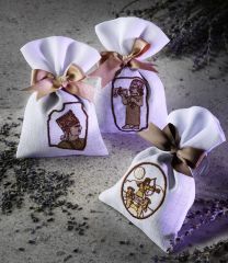 Luvilavant Hediyelik Lavanta Kesesi Taba Renkli Antik Dönem Desenli Nakışlı %100 Doğal 3 Adet