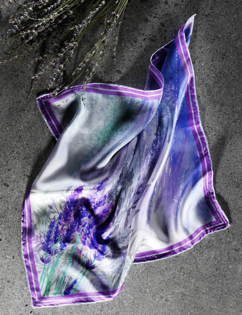 Luvilavant Lavanta Desenli Mor Bej Pastel Renkli Kadın Fular